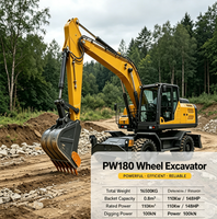Excavatrice sur roues SHANBO PW180 à forte force de creusement, 18 tonnes, pour diverses applications de construction