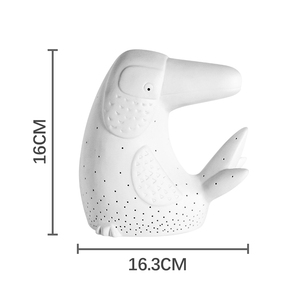 Lampe de chevet créative et mignonne en céramique blanche personnalisée en forme de <span class=keywords><strong>toucan</strong></span>, éclairage d'ambiance animal ajouré, flexible E14/E26, cadeau de bureau - Product Image 3