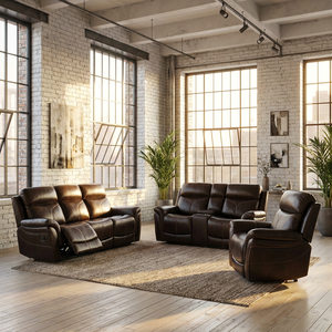 Sofá Reclinable Extensible y Muebles de Sala de Estar con Diseño Plegable en Cuero Sintético para Hogar Contemporáneo - Product Image 6