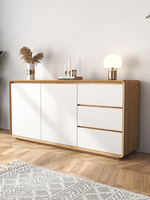 Meuble de rangement multifonctionnel en bois laqué brillant, style moderne minimaliste et luxueux, pour salle à manger, salon, cuisine et chambre.