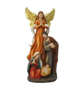 顶级恩典守护天使雕像树脂家居装饰雕像宗教工艺品圣诞圣诞场景雕塑神圣家庭