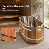 Baignoire de trempage à froid de luxe en acier inoxydable avec finition bois pour spa, bien-être, hôtel, centre de récupération, usage commercial