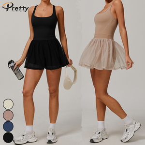 Ensembles de fitness pour femmes vêtements pour femmes robe 2 en 1 jupes de <span class=keywords><strong>tennis</strong></span> écologiques robe Y2K costumes de gymnastique survêtements pour femmes jupe en tulle - Product Image 4