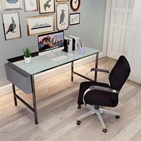 Base en métal solide chaise de bureau d'étude ergonomique bureau d'ordinateur portable/table d'étude table d'ordinateur en verre avec sac latéral