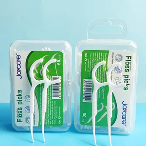 Bastão de plástico para fio dental, logotipo personalizado, 50 paletas na caixa, eco-friendly, cuidados orais, palito de dente, palito de dente