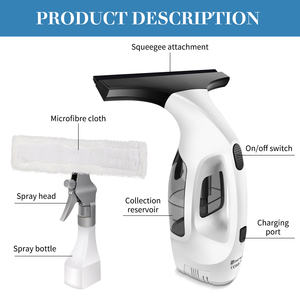 Nettoyeur <span class=keywords><strong>de</strong></span> <span class=keywords><strong>vitres</strong></span> électrique portable multifonctionnel pour usage domestique et hôtelier avec 3 modes, batterie 2000 mAh, charge sans fil - Product Image 2