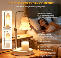 Lampe chauffe-bougie florale avec minuterie et variateur d'intensité, 4 niveaux de luminosité réglables, hauteur ajustable, lampe chauffante pour bougies en pot