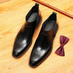 Bottines Chelsea pour hommes, hauteur cheville, cuir véritable, sangles réglables, style business formel, légères - Product Image 4