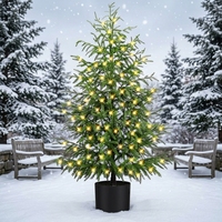 Sapin de Noël artificiel Norfolk pré-éclairé de 1,20 m, fonctionnant sur piles, réaliste, en pot avec base, 100 lumières LED, 8 fonctions