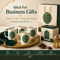 Service à thé personnalisé, design andalou marocain, tasse à moka, ottoman, OEM ODM, résistant aux éclats, thermique, décoration Aïd, petit MOQ, échantillon