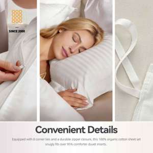 Draps <span class=keywords><strong>de</strong></span> lit plats, taies d'oreiller et <span class=keywords><strong>housse</strong></span> <span class=keywords><strong>de</strong></span> <span class=keywords><strong>couette</strong></span> en <span class=keywords><strong>coton</strong></span> 100% <span class=keywords><strong>satin</strong></span>é rayé blanc T250 3CM, qualité hôtelière 5 étoiles - Product Image 3
