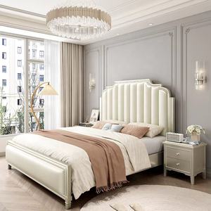 Lit double européen en bois massif de luxe américain 1,8 m 2 m, inspiré des panneaux modernes de chambre principale, lit de princesse style palais français - Product Image 2