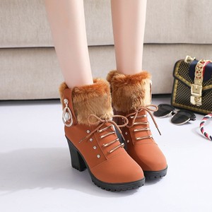 Botas das mulheres Moda Botas de Salto Alto <span class=keywords><strong>Oversized</strong></span> Sapatos Cor Sólida Tornozelo Cavaleiro Botas das Mulheres Grosso Sole Plataforma sapatos - Product Image 6