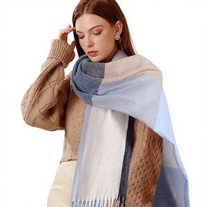 Bufanda Larga de Cachemira para Mujer, con Bloques de Color, Reversible, Cálida para Invierno, Chal, Accesorio de Moda - Product Image 1
