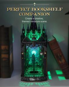 Mini Castillo Gótico en Miniatura para Decorar Librerías, Rompecabezas 3D de Madera con Luz LED para Adorno de Estantería y Regalos Góticos - Product Image 5