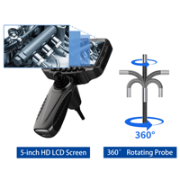 Caméra d'inspection des égouts, endoscope industriel à direction 360°, étanche IP67, capteur CMOS 1MP, vidéoscope, écran 5''