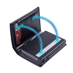 Portefeuille fin en cuir PU avec fermeture éclair, porte-monnaie pour homme, porte-cartes de crédit, blocage RFID, porte-cartes pop-up en aluminium pour affaires - Product Image 4