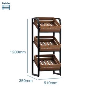 Espositore in legno a 3 livelli in metallo,Organizer regolabile, scaffalature rustiche industriali per vendita al dettaglio - Product Image 4