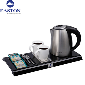 Hotel Apparaten 220V Rvs Waterkoker 1.0L Zwart Boiler Hot Thee Water Koffie Gebogen Waterkokers Met Lade Set