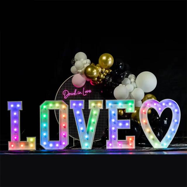 LED RGB Light up Bulb Marquee Letters Lights for Outdoor Birthday Wedding Party Decoration