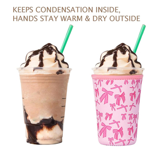 Heißer Verkauf Neopren-Eiskaffeebecher-Hülle mit individuellem Logo, wiederverwendbare Eiskaffee-Hülle für heiße und kalte Getränke - Product Image 3