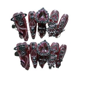 Patchs d'ongles en résine réutilisables style sombre inspiré des Spice Girls, motifs ciel étoilé de dessin animé, pour ongles en forme d'amande - Product Image 5