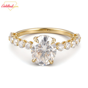 แหวนทองคำแท้ 14K ทรงวงรีคลาสสิก ประดับเพชรโมอิสซาไนต์ 3 กะรัต สำหรับผู้หญิง แหวนแต่งงาน แหวนหมั้น  สามารถปรับแต่งได้ - Product Image 1