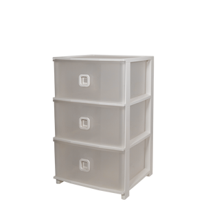 Organisateur de jouets empilable minimaliste Pratika Plus à 3 niveaux, blanc, 375x370x610mm, en plastique PP moulé par injection - Product Image 1