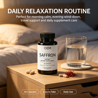 Capsules d'extrait de safran en marque blanche 88,5 mg, standardisées à 2 % de safranal et 3 % de crocine, pour l'équilibre de l'humeur et le soutien du bien-être émotionnel
