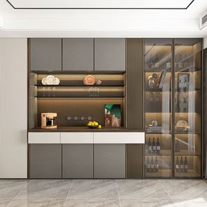 Buffet de luxe avec décoration en incrustation métallique et tiroirs à fermeture douce pour salles à manger élégantes, matériau composite en bois durable - Product Image 2