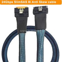 Câble SlimSAS 8i SFF-8654 PCIe 4.0 24G 0,6 m à profil bas anti-torsion pour connexion de stockage de serveur d'entreprise