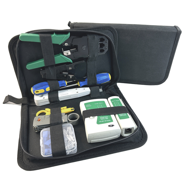 Network Cable Tester Tool LAN UTP Screwdriver Wire Stripper RJ45 Connector Network Crimping Pliers Tool Kit Set