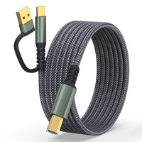 Cable USB 2 en 1 de 1m, 2m, 3m, USB-A y USB-C a USB-B 2.0, Trenzado de Nailon, en Stock, ¡Gran Venta!