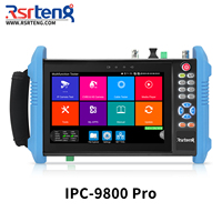 جهاز اختبار كاميرات المراقبة Rsrteng IPC-9800 Pro بشاشة لمس 7 بوصة، يدعم كاميرات IP بدقة 8K 32MP و4K 12MP، مع دعم SFP POE++ وCVBS وكابل الشبكة وHDMI