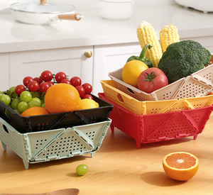 Cestino per Frutta GREENSIDE, Pieghevole, Contenitore in <span class=keywords><strong>Plastica</strong></span> per Conservazione Domestica, Scatola di Stoccaggio con Drenaggio per Soggiorno e Cucina - Product Image 1