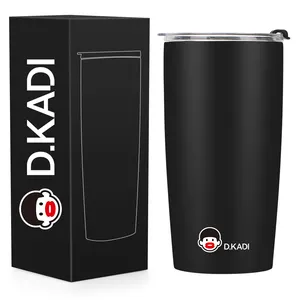 DKADI Mug perjalanan kopi terisolasi vakum baja tahan karat dinding ganda 20OZ, Tumbler sublimasi kustom grosir dengan sedotan