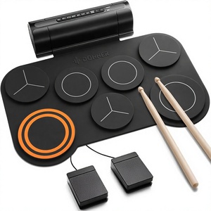Batterie électronique Donner 7 pièces, design silencieux et enroulable, haut-parleur intégré, 40 leçons <span class=keywords><strong>de</strong></span> batterie, cadeau pour enfants pour les fêtes/Noël/anniversaire - Product Image 1
