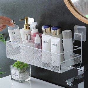 Wall Mounted Storage Basket Rectangle Punch Free Powder Coated For Bathroom Toilet Shower Washbasin - Product Image 2