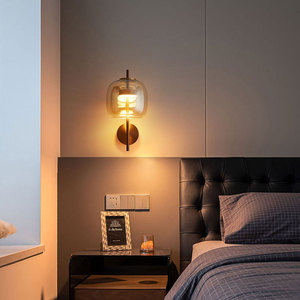 Lámpara de pared minimalista de cristal Led E27 ámbar de 36 cm de altura para dormitorio, sala de estudio, pasillo - Product Image 4