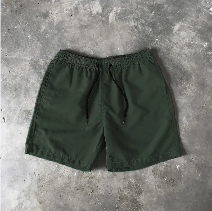 Wholesale Men's Solid Colors High Quality Quick Dry Board Swimming Beach Gym Shorts with Drawstring Side Pockets Swim Trunks
