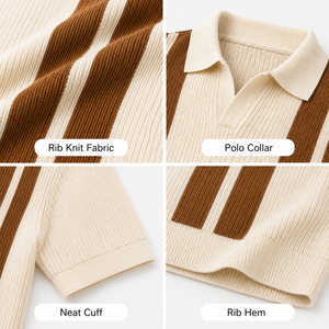 Camisa Polo de Lujo para Hombre, Tejido de Punto, Rayas Verticales, Mezcla de Viscosa Premium, Estilo Casual Elegante, Suave y Transpirable, Ropa de Golf - Product Image 3