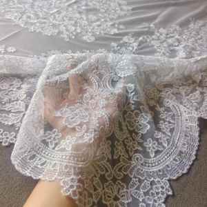 Mantilla de Encaje Español Blanca Bordada, Manteleta Fallera Blanca - Product Image 6