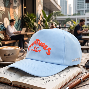 Gorra de golf personalizada perforada, MOQ bajo, OEM ODM, naranja, con bordado 3D en relieve, azul claro, de alto rendimiento, estructurada de 5 paneles - Product Image 2