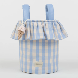 Sac fourre-tout à double poignée à volants bleu clair à carreaux pour maman, grand espace, organisateur <span class=keywords><strong>de</strong></span> rangement pour bébé, voyage et crèche - Product Image 4