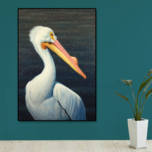 Airom cò cổ điển chim vải in chim Áp phích bồ nông màu xanh Diệc Trắng egret vải tường nghệ thuật vẽ tranh - Product Image 5