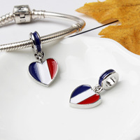 MULA Breloques drapeaux du monde, Pendentif en forme de cœur, Accessoires de bijoux en alliage DIY, Modèle J1-09, Vente en gros immédiate