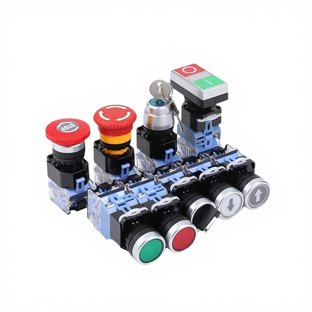 LVMA XB2 Self-Resetting Electronic Power Button Switch 22mm Mushroom Head Metal Push Button 5A Max. 220V IP65 LED 1NO 1NC