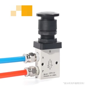 Válvula Neumática de Acción Directa con Botón Pulsador Tipo Hongo Serie S3PM G1/8, Válvula Mecánica de Aluminio - Product Image 2