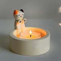 QY Duftkerzenhalter Handgefertigte Ornamente Geschenke Tierförmige Kerzenständer aus Harz Niedliche Cartoon-Kätzchen- und Hundekerzenhalter