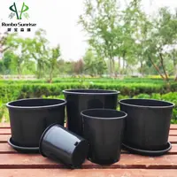 ロンボサンライズ卸売PPブラック12 3 5 710ガロンスクエアプラスチック保育園苗植木鉢